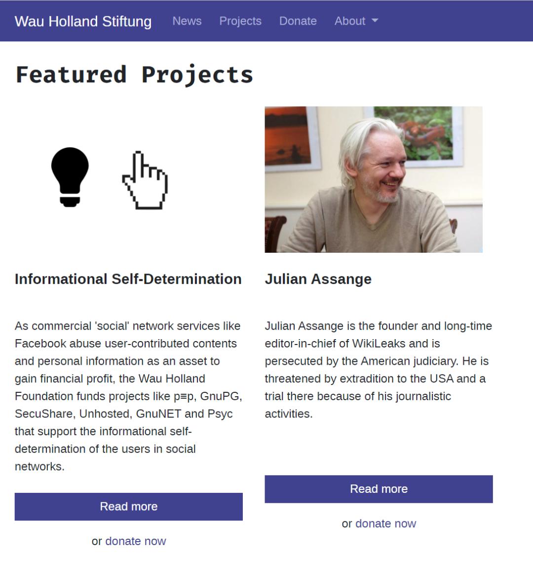 （Wau Holland Foundation 官網上醒目的展示著兩 …