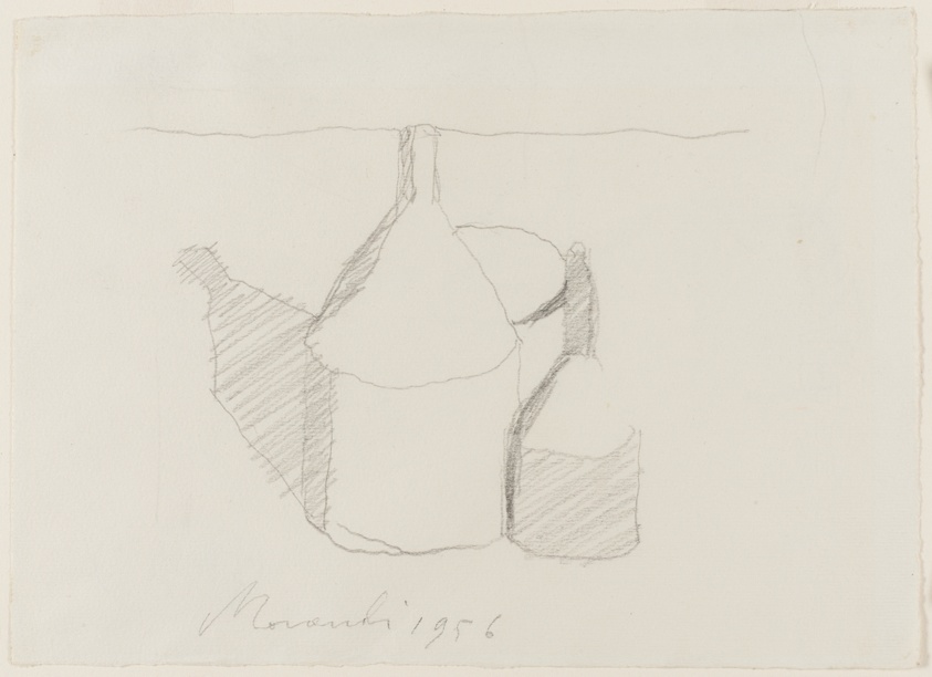 Still Life with Bottles (recto); Sketch of Bottles (verso) (c. 1956 (recto); 1956 (verso)) // Giorgio Morandi Italian, 1890-1964