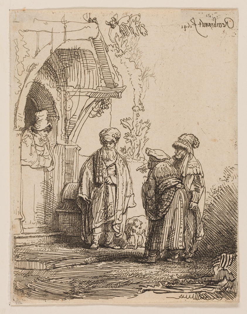 Three Oriental Figures (Jacob and Laban?) (1641) // Rembrandt van Rijn Dutch, 1606-1669